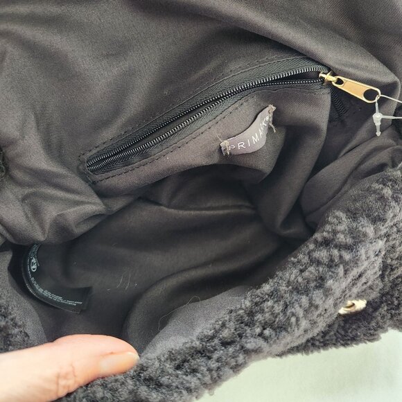 NWT Primark Black Faux Shearling Shoulder Hand Bag Soft Cozy TIk Tok Winter Cute - Picture 5 of 10